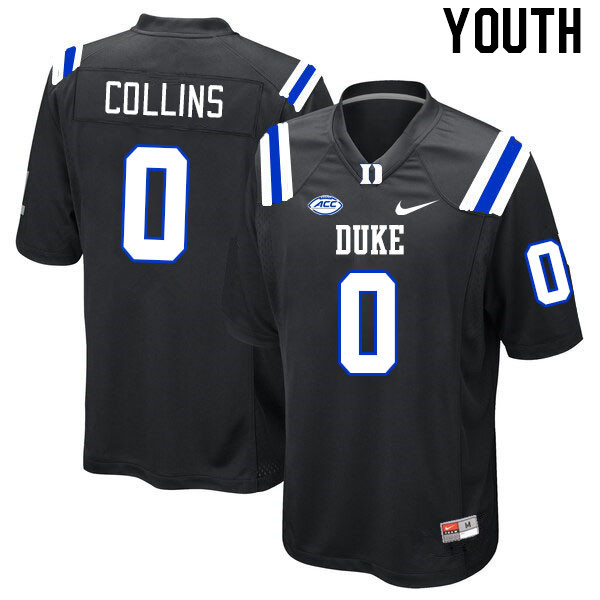 Youth #0 Marquise Collins Duke Blue Devils College Football Jerseys Stitched-Black - Click Image to Close